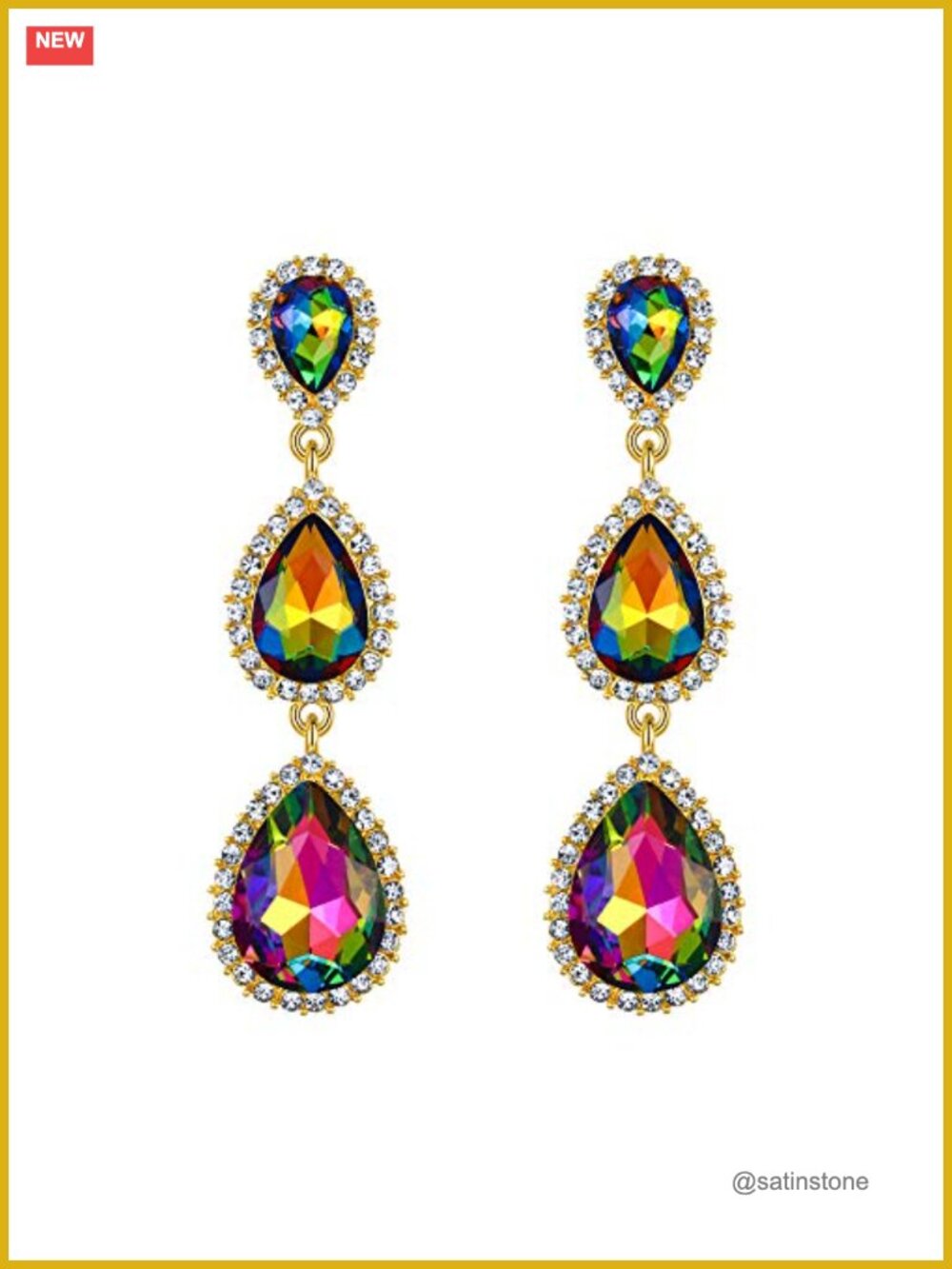 Crystal Teardrop Chandelier Dangle Earrings 2.5 Inch French Wire